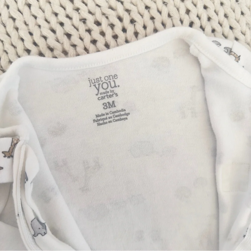 Carter's Unisex Baby Animal's Zipper Footie Size 3 Months